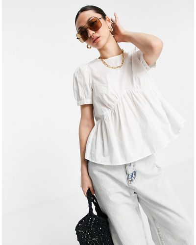 Vero Moda Blusa blanca con sobrefalda - Blanco