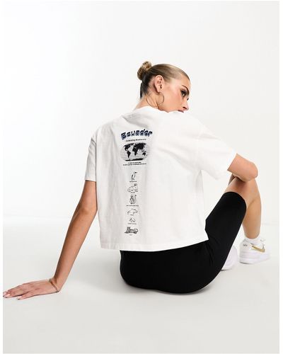 Napapijri Chira - t-shirt crop top imprimé au dos - Blanc