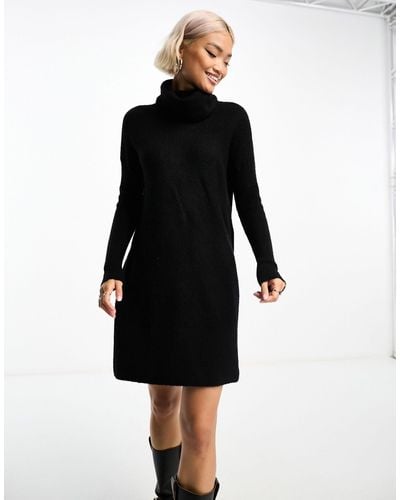 ONLY Roll Neck Knitted Mini Jumper Dress - Black