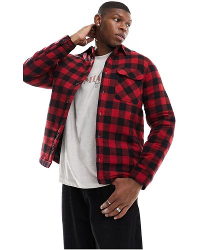 French Connection Lined Padded Check Shirt - Red