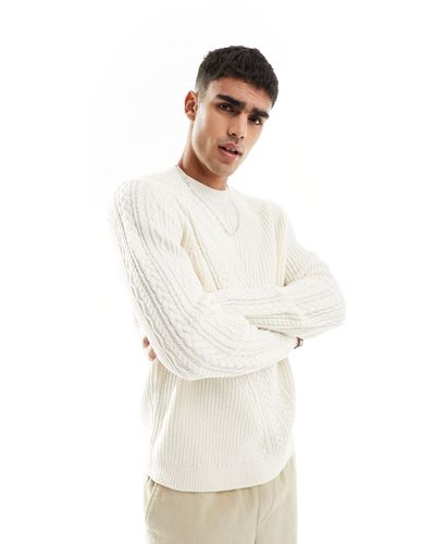 ASOS Knitted Sweater With Spliced Cable Detailing - White