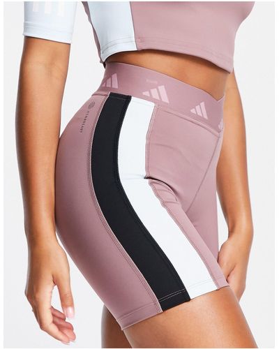 adidas Originals Adidas Training Techfit Colourblock High Waisted legging Shorts - Pink