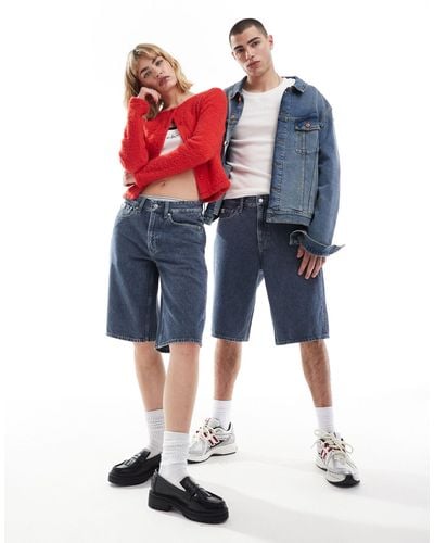 Calvin Klein Unisex 90s Straight Skater Shorts - Blue