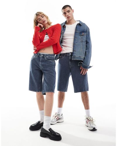 Calvin Klein – gerade unisex-skater-shorts im 90er-stil - Blau