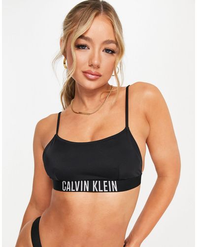 Calvin Klein Top bikini a brassière con logo - Nero