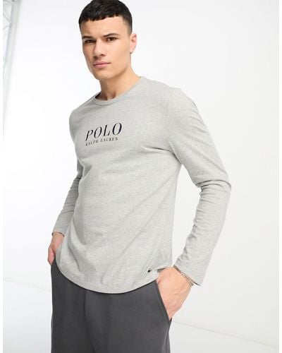 Polo Ralph Lauren Loungekleding - T-shirt Met Lange Mouwen Een Tekstlogo Op - Grijs