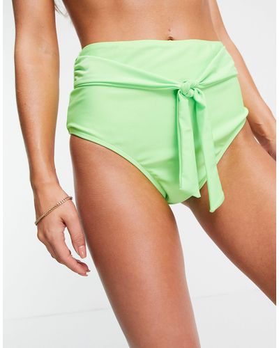 Chelsea Peers High Waisted Bikini Bottoms With Tie Detail - Green