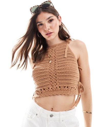 ASOS Halter Neck Knitted Top With Tie Side Detail - Multicolor