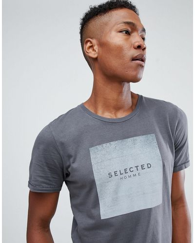 SELECTED T-shirt With Brand Graphic - Grey