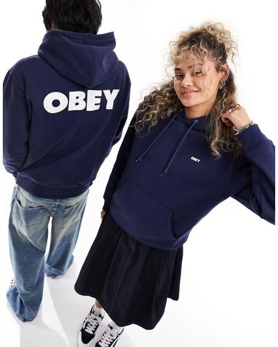 Obey Bold Logo Unisex Hoodie - Blue
