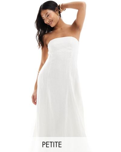 Forever New Bandeau Linen Midaxi Dress With Pockets - White