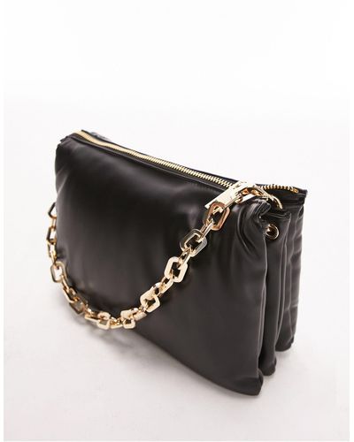 Topshop Abbie woven clutch bag in chocolate main image 0