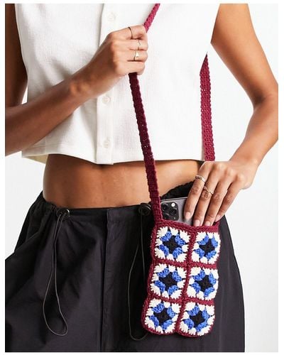Reclaimed (vintage) Crochet Phone Holder Bag - Black