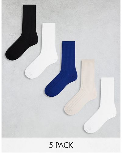 Weekday 5-pack Rib Socks - White