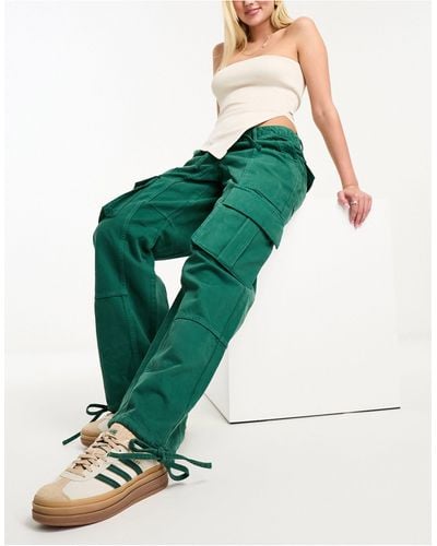 WÅVEN Viggo - pantaloni cargo di jeans a vita alta verdi - Verde