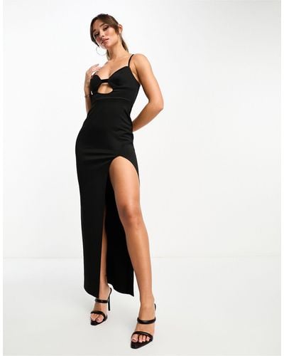 ASOS Midi Dress With Under Bust Cut Out And Strappy Back - Black