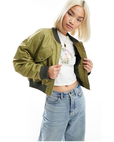 ONLY Cropped High Shine Bomber Jacket - White