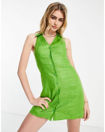 & Other Stories Mini Halterneck Dress - Green