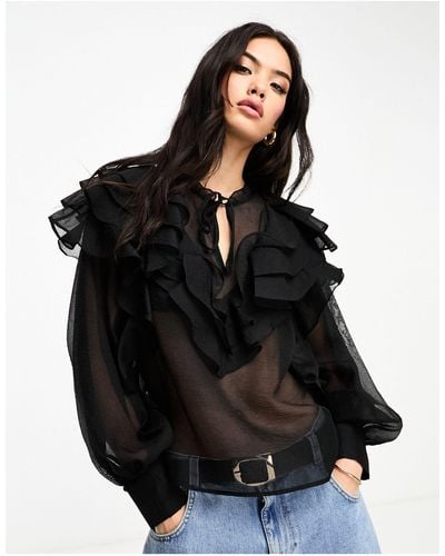 & Other Stories Ruffle Blouse - Black