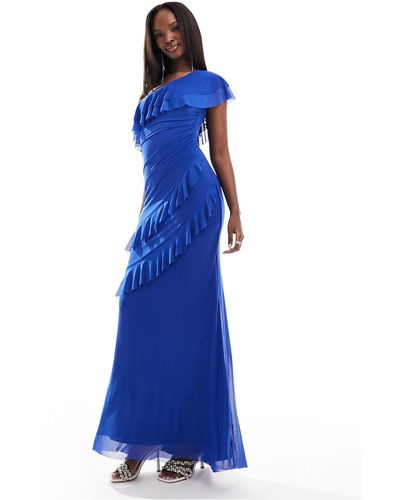 Flounce London Vestido largo color asimétrico - Azul