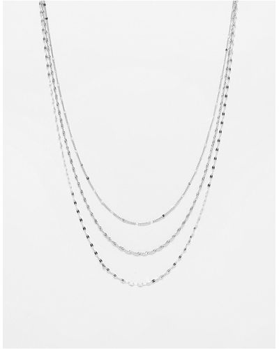 petit moments Allegra Multirow Stainless Steel Dainty Necklaces - White