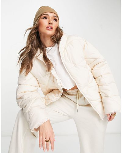 ASOS Quilted Puffer Jacket - Natural