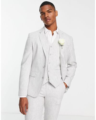 ASOS Skinny Wool Mix Suit Jacket - White