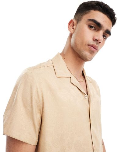ASOS Short Sleeve Relaxed Revere Shirt - Natural