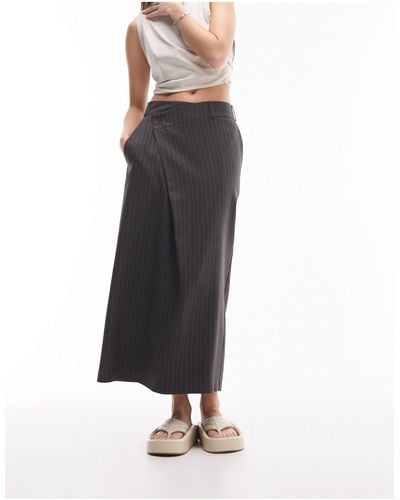 TOPSHOP Tailored Pinstripe Maxi Skirt - Black
