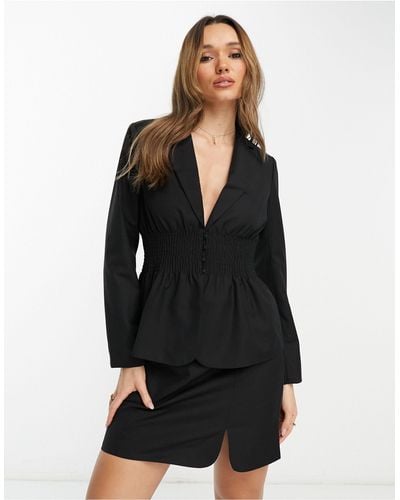 Y.A.S .ruched Waist Tailored Blazer Co-ord - Black