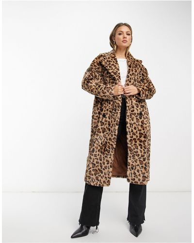 Helene Berman Double Breasted Faux Fur Coat - Natural
