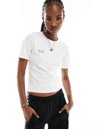 French Connection Fcuk Cropped Fitted T-shirt - White