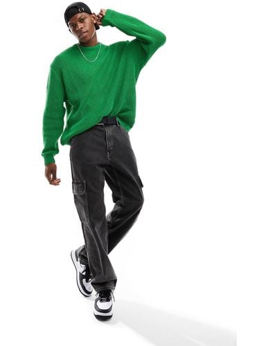 ASOS Knitted Oversized Fisherman Rib Sweater - Green