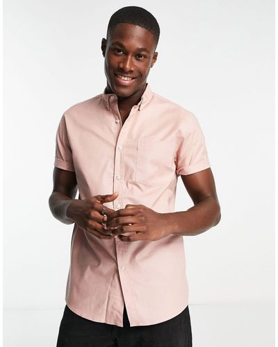 TOPMAN Short Sleeve Regular Oxford - Pink