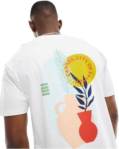 Another Influence T-shirt coupe carrée à imprimé cannes - Blanc