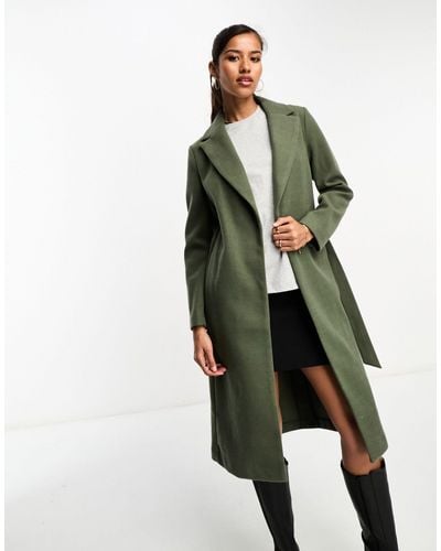 New Look Belted Coat - Green