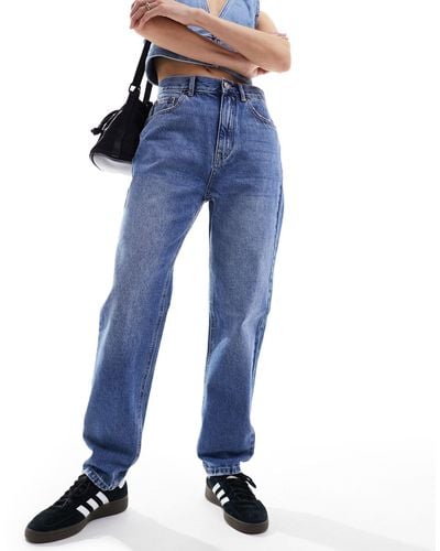 Pull&Bear Mom jeans a vita alta scuro - Blu