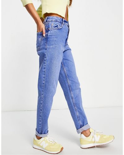New Look – e mom jeans mit betonter taille - Blau