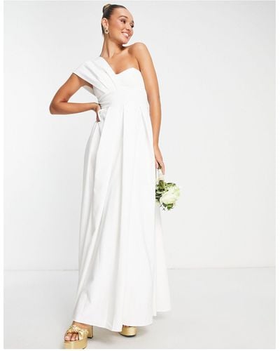 True Violet Bridal One Shoulder Maxi Gown - White