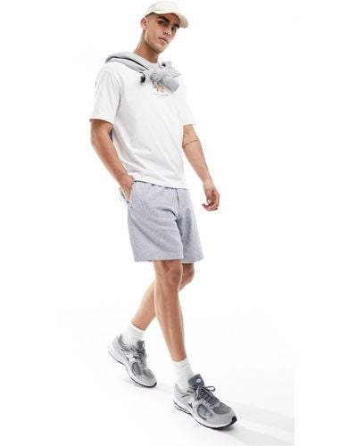 Abercrombie & Fitch – lockere flammgarn-shorts - Weiß