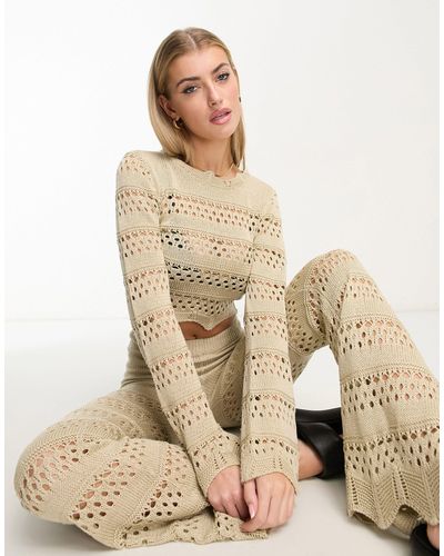 Urban Classics Cropped Crochet Knit - Natural