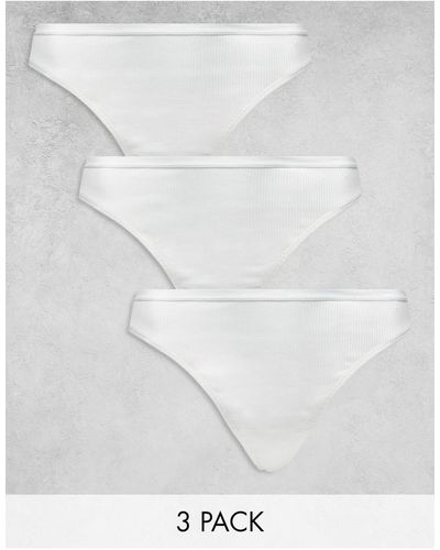 ASOS Curve – 3er-pack gerippte tangas - Weiß