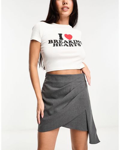 Urban Revivo Ruffle Detail Mini Skirt - Gray