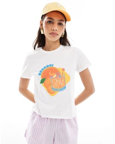 ASOS Baby Tee With Negroni Drink Graphic - White