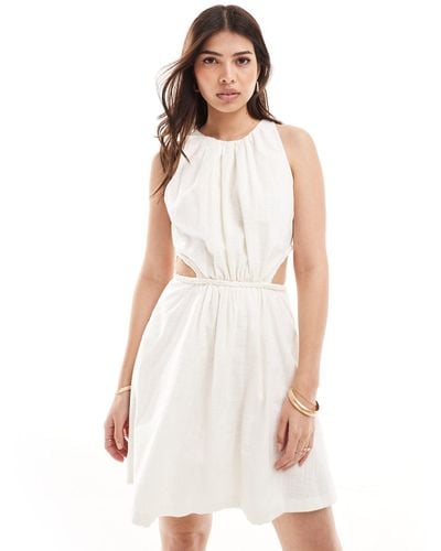 Pretty Lavish Cut-out Cotton Mini Dress - White