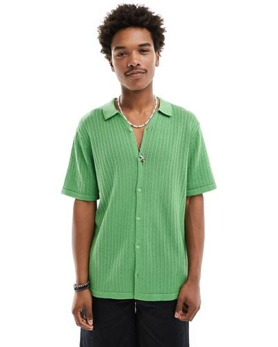 Hunky Trunks Knitted Pointelle Beach Shirt - Green
