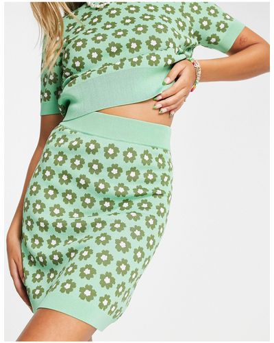 Urban Revivo Co-ord Knitted Skirt - Green