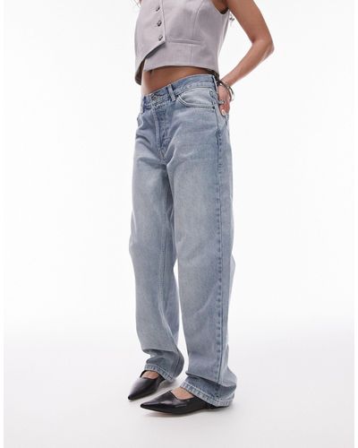TOPSHOP – solice – jeans mit ausgeblichener, er waschung - Blau