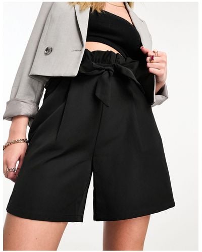 Naanaa Paperbag Tailored Shorts - Black