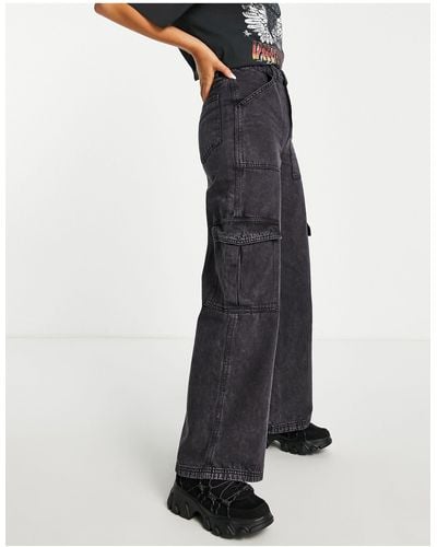 Weekday Pantalones cargo con lavado negro julian - Azul